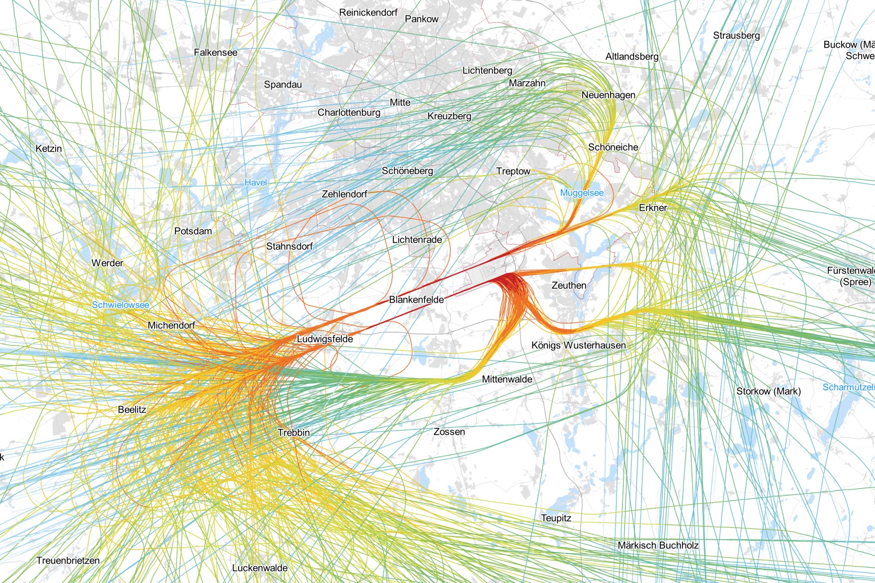 Map shows use of the northern runway on the busiest day with easterly wind in 2023