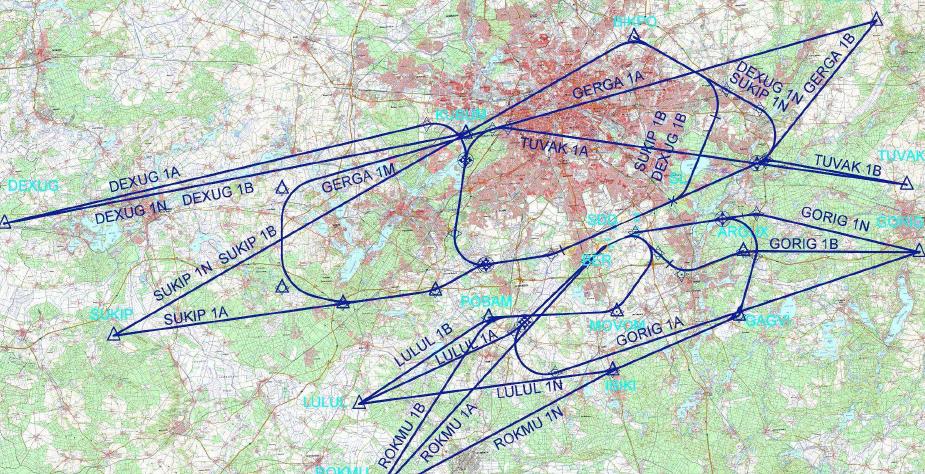 Karte zeigt schematisch Flugrouten