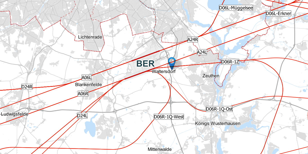 Flugrouten Waltersdorf