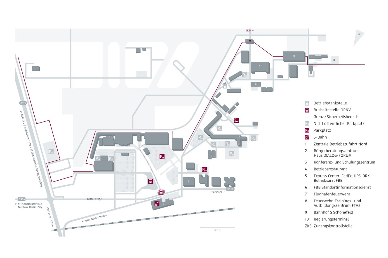 Lageplan Betriebsbereich Nord / Terminal 5