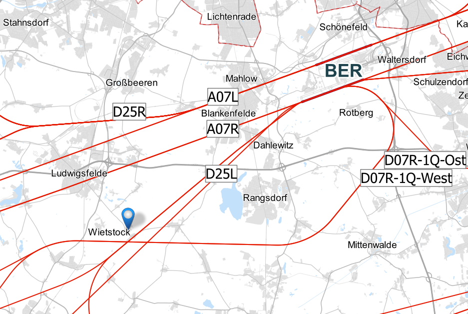 Flight routes Wietstock
