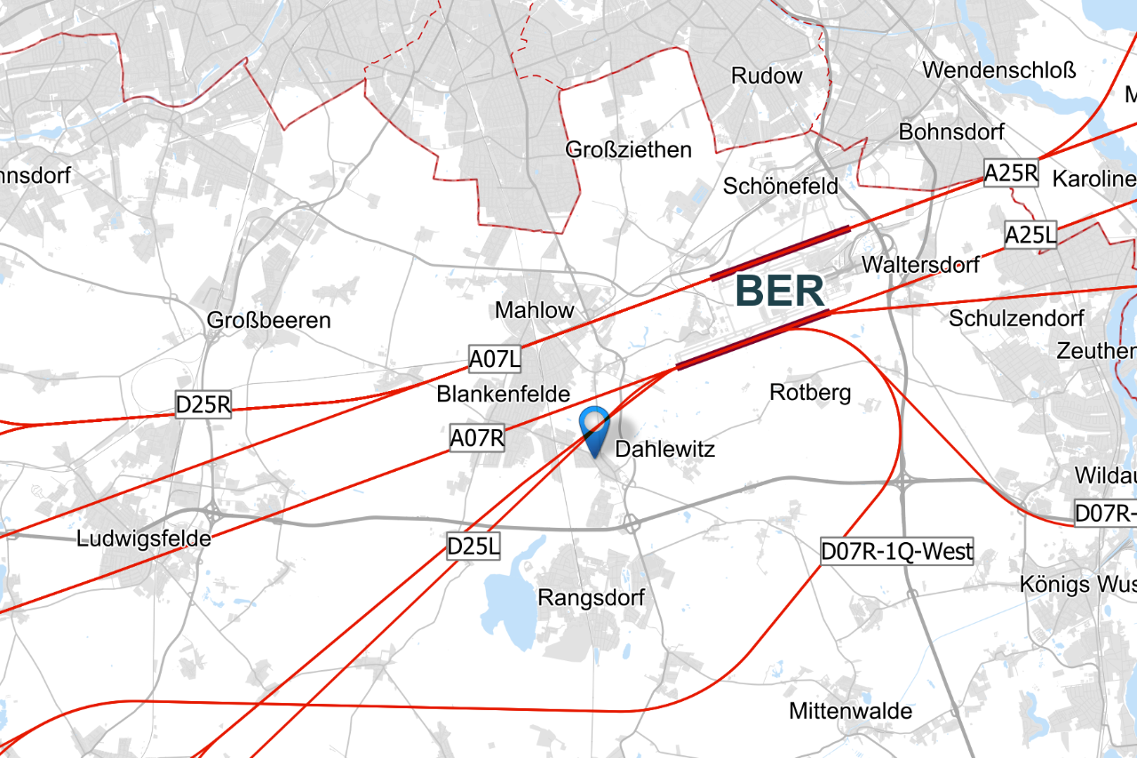 Flight routes Dahlewitz