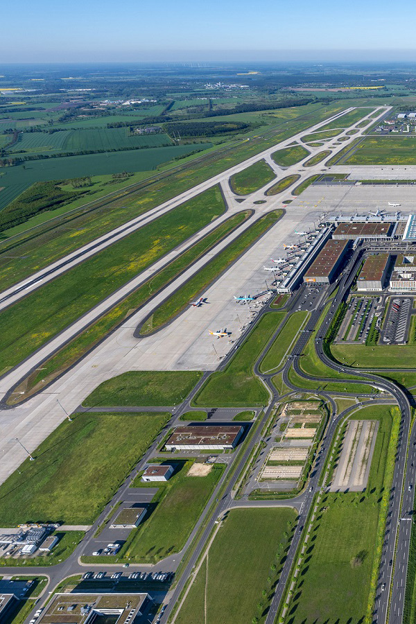 Aerial view of one of the BER runways