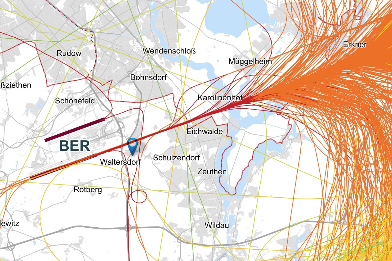 Radar tracks Waltersdorf: Landings 25L