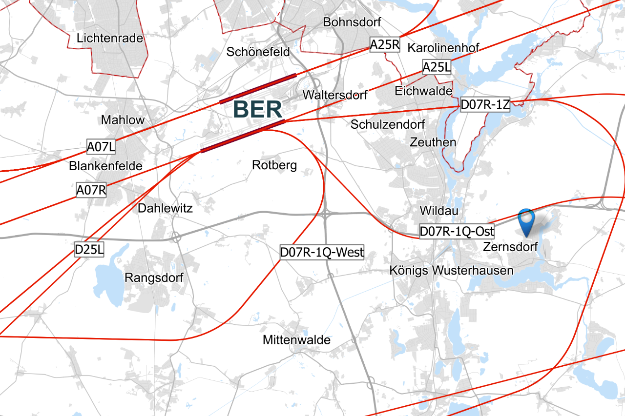 Flight routes Zernsdorf