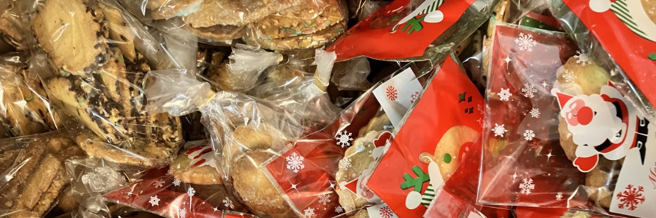 Close-up of cookies packed in bags