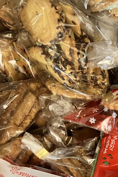 Close-up of cookies packed in bags
