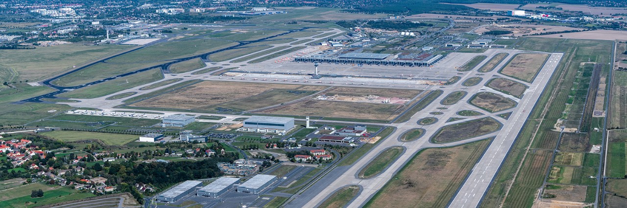 Aerial view of the BER runways