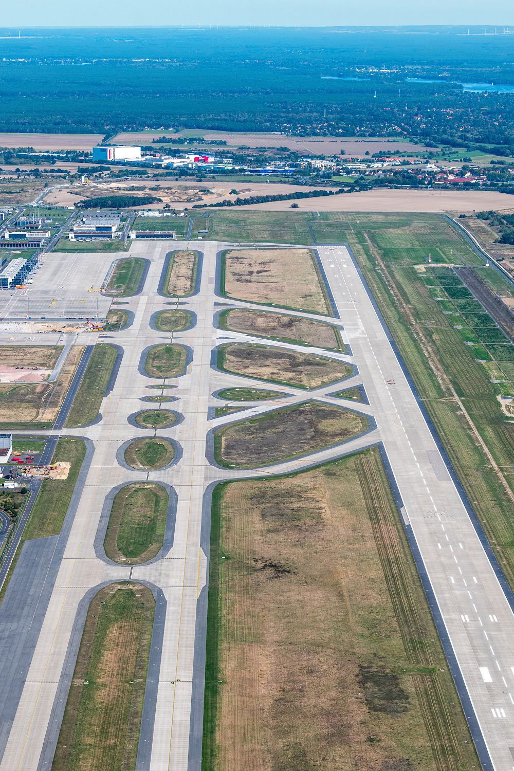 Aerial view of the southern runway of BER