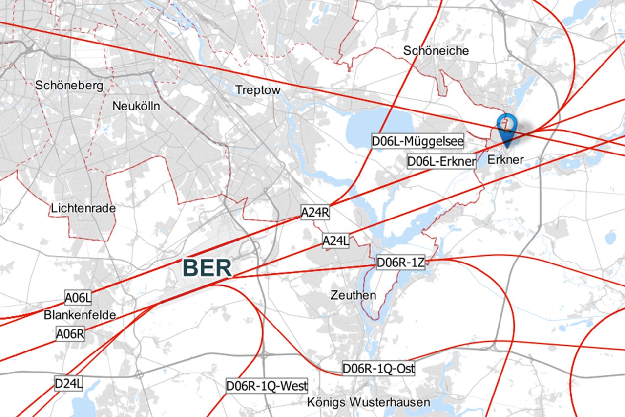 Flight routes Erkner