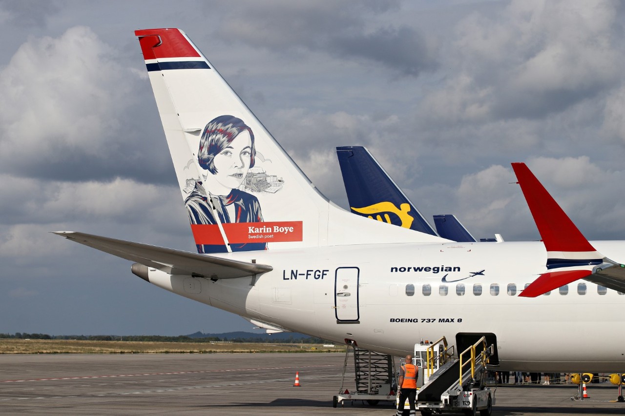 A Norwegian Airlines aircraft on the apron