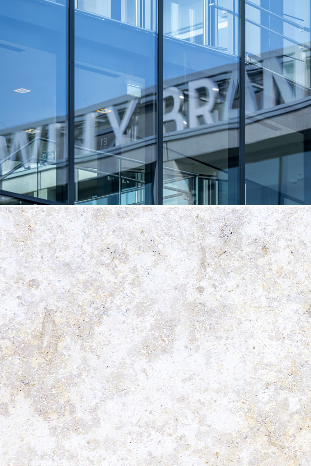 Reflection of the words ‘Willy Brandt’ on the glass façade