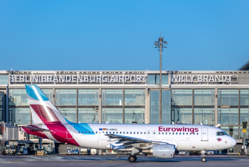 Eurowings aircraft in front of Terminal 1.