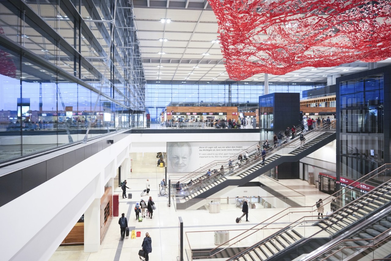 The interior of an airport terminal