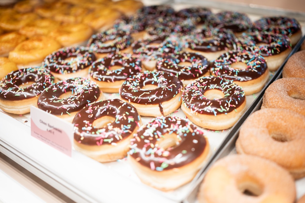 Chocolate-glazed doughnuts
