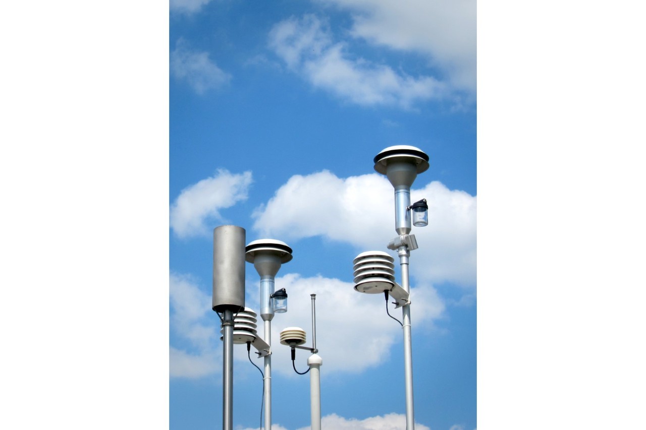 Close-up of parts of an air quality measuring station