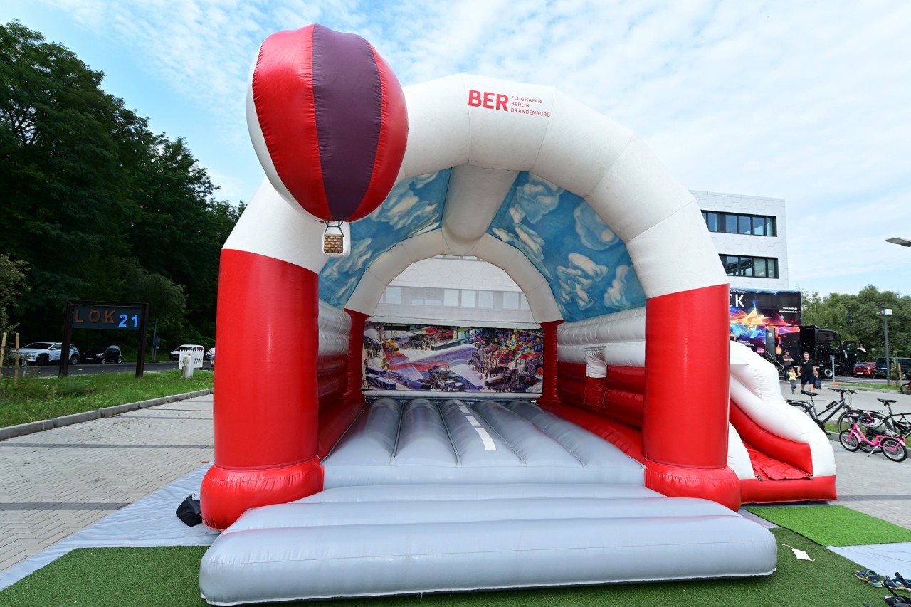 A bouncy castle with the BER logo